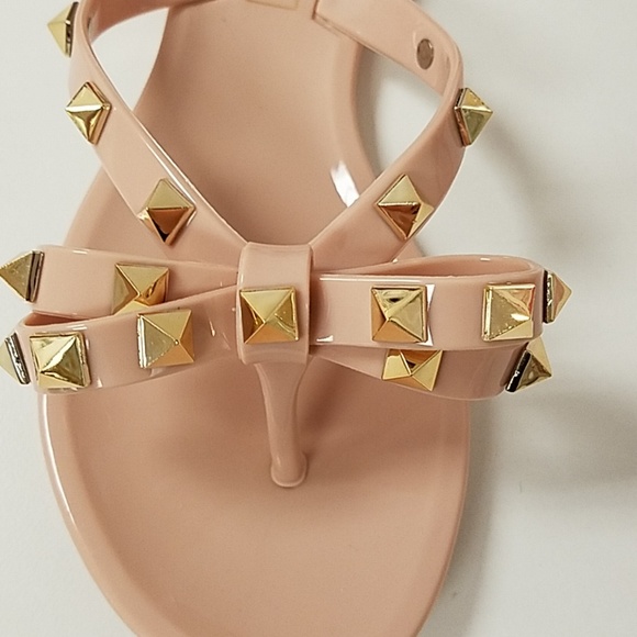 Girls Beige/ Nude Studded Jelly Sandals - Picture 4 of 4
